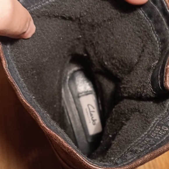 Clarks Brown Heeled Boots with Decorative Buckle Size 7.5 - Picture 11 of 13